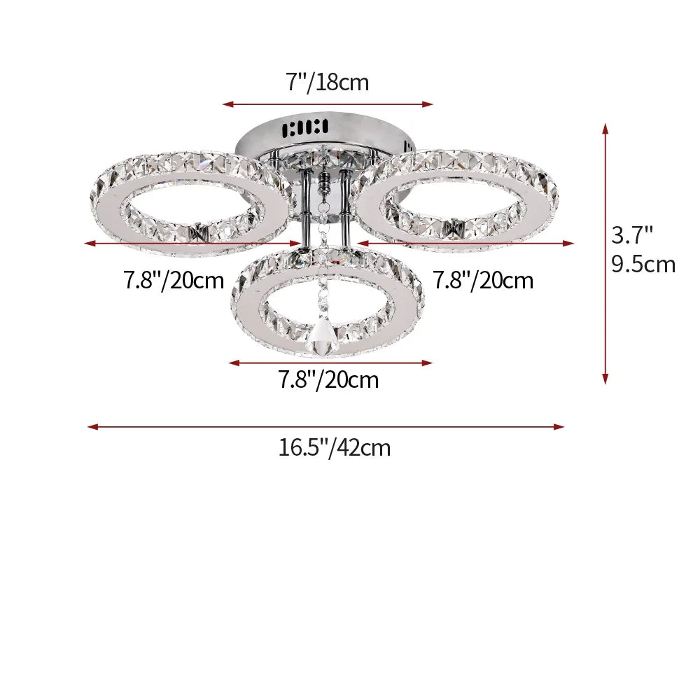 Crystal Led Ceiling Lamp With Remote Control, Modern Chandelier, Surface Mounted Fixture