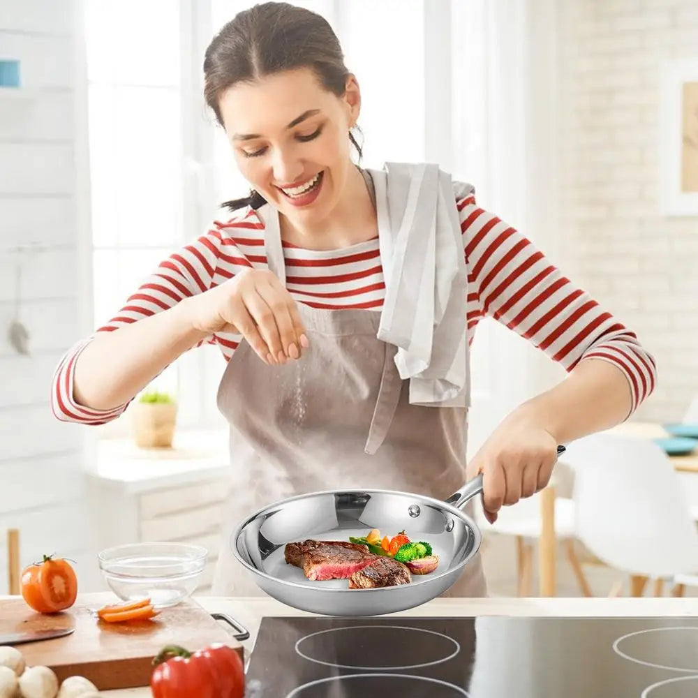 Stainless Steel Pans Oven-safe, Cooking, Deep Frying, Non-coated Non-stick