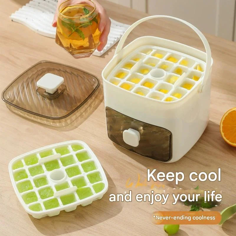 48-Ice Cube Maker, Double Layer Design, Easy-Press Lid, Food-Grade Plastic Tray
