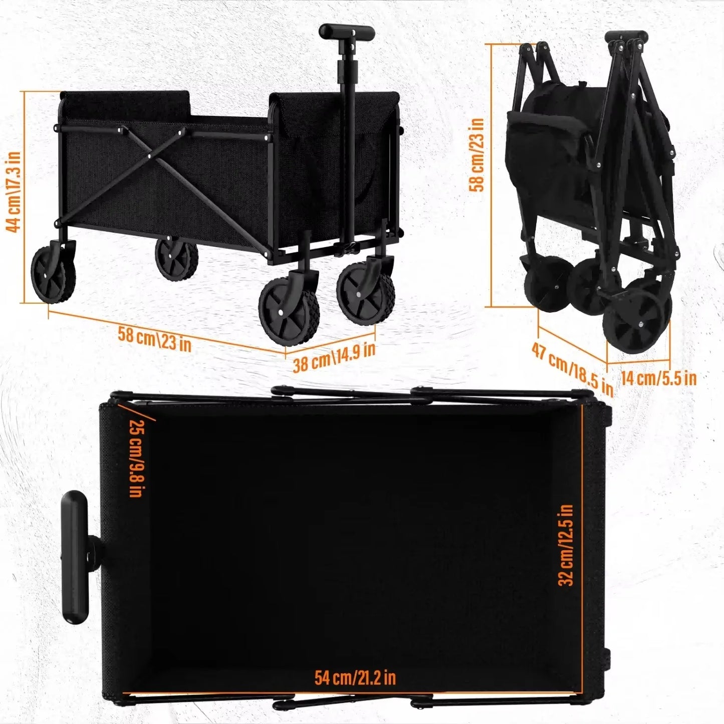Foldable Garden Wagon Cart Portable Trolley Multi-function for Beach or Shopping
