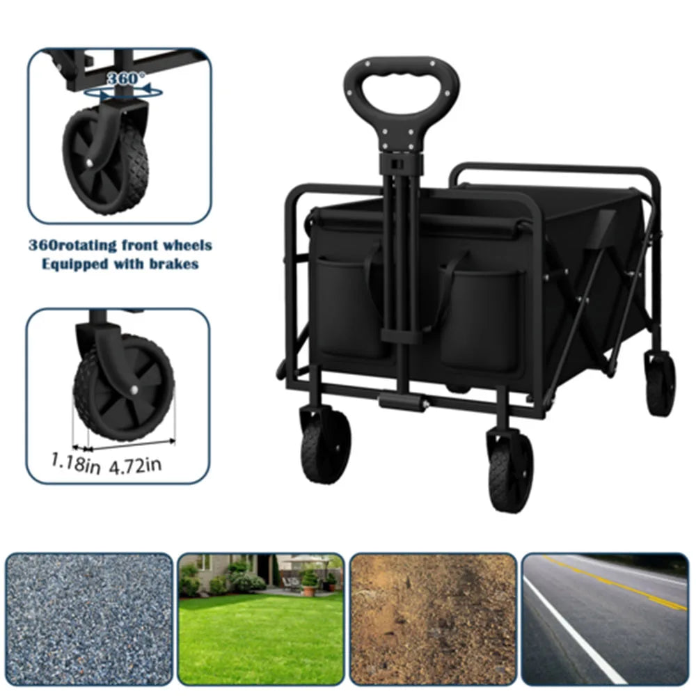 Foldable Garden Wagon Cart Portable Trolley Multi-function for Beach or Shopping