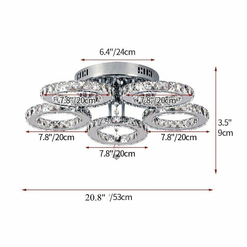 Crystal Led Ceiling Lamp With Remote Control, Modern Chandelier, Surface Mounted Fixture