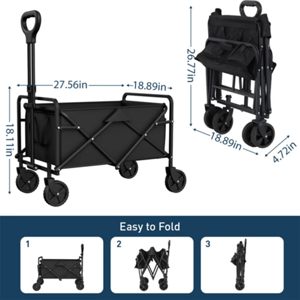 Foldable Garden Wagon Cart Portable Trolley Multi-function for Beach or Shopping