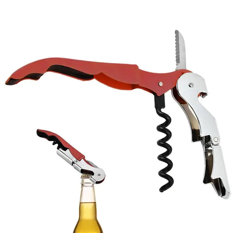 Professional Waiters Corkscrew Multi-Use Opener Double Hinge Key Bottle Opener Foil Cutter