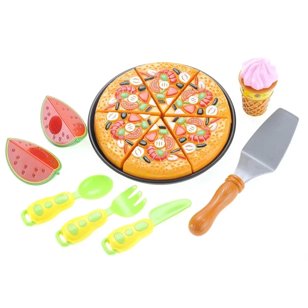 Children's Pizza Picnic Playset Watermelon Ice Cream Cone Toy Fun Toddlers and Kids 3 Years Plus