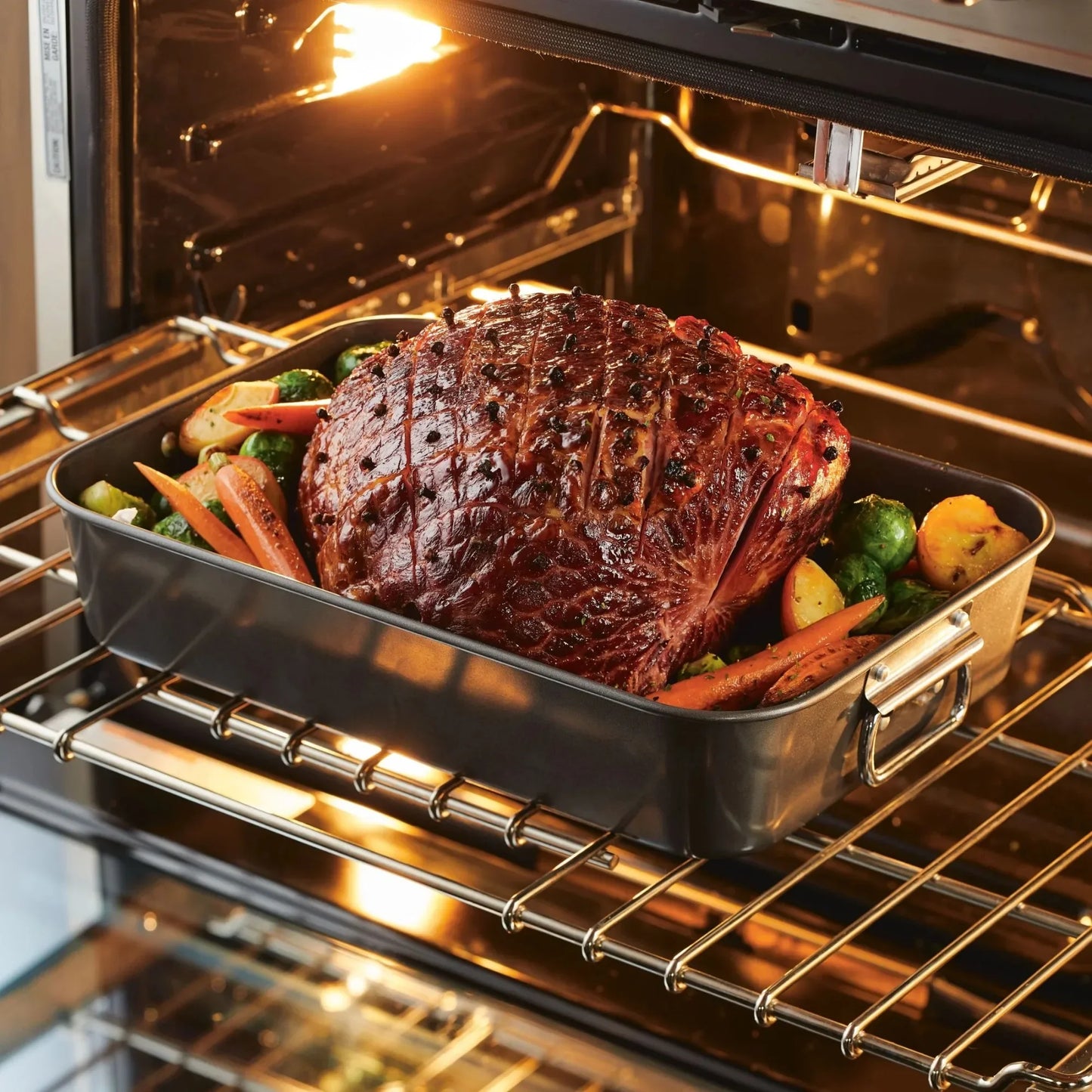 Bakeware 10.5 inch x 15 inch Nonstick Steel Roaster with rack, Gray cake pan bakeware