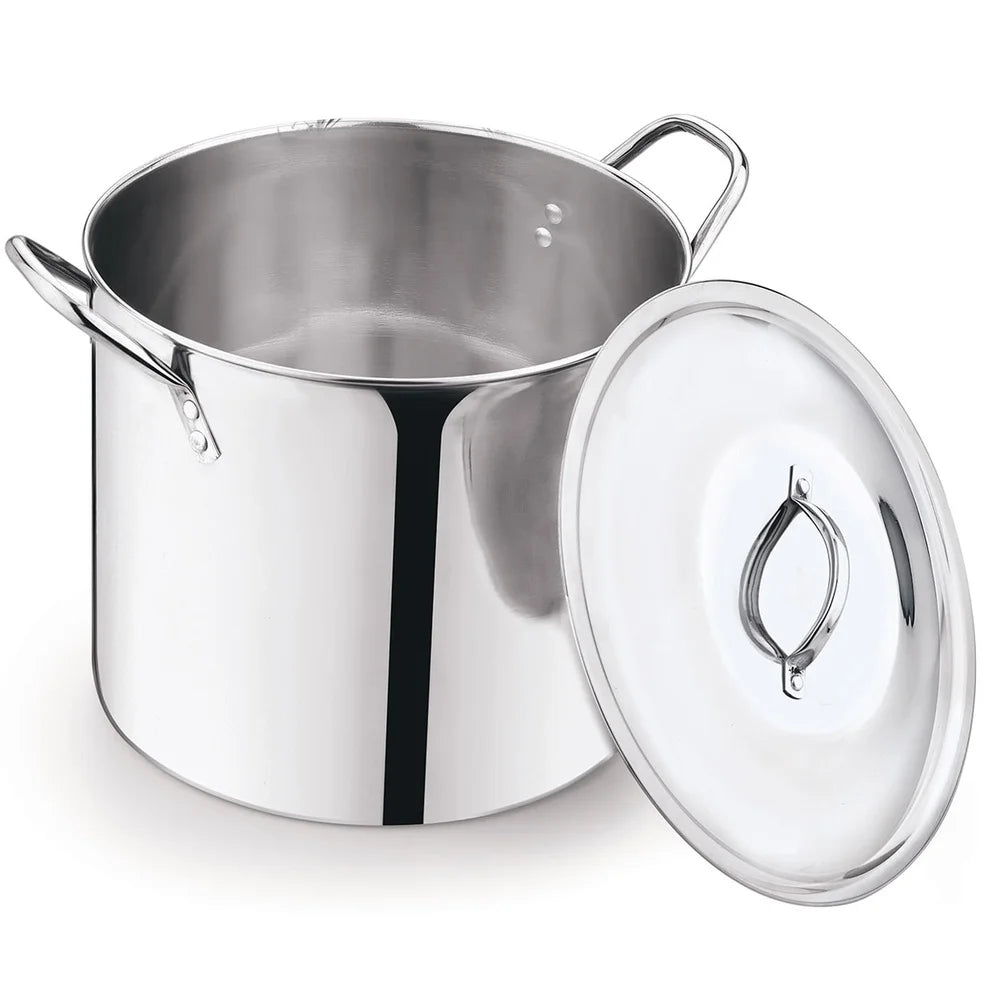 12 Quart Stainless Steel Stock Pot, Metal Lid Stay Cool Handles Heavy Duty, Soup, Stew, Boiling