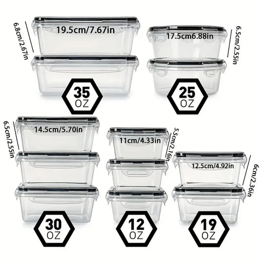 12pcs-set Food Airtight containers, Lunch Boxes Set, Microwave safe, BPA free, Plastic Container