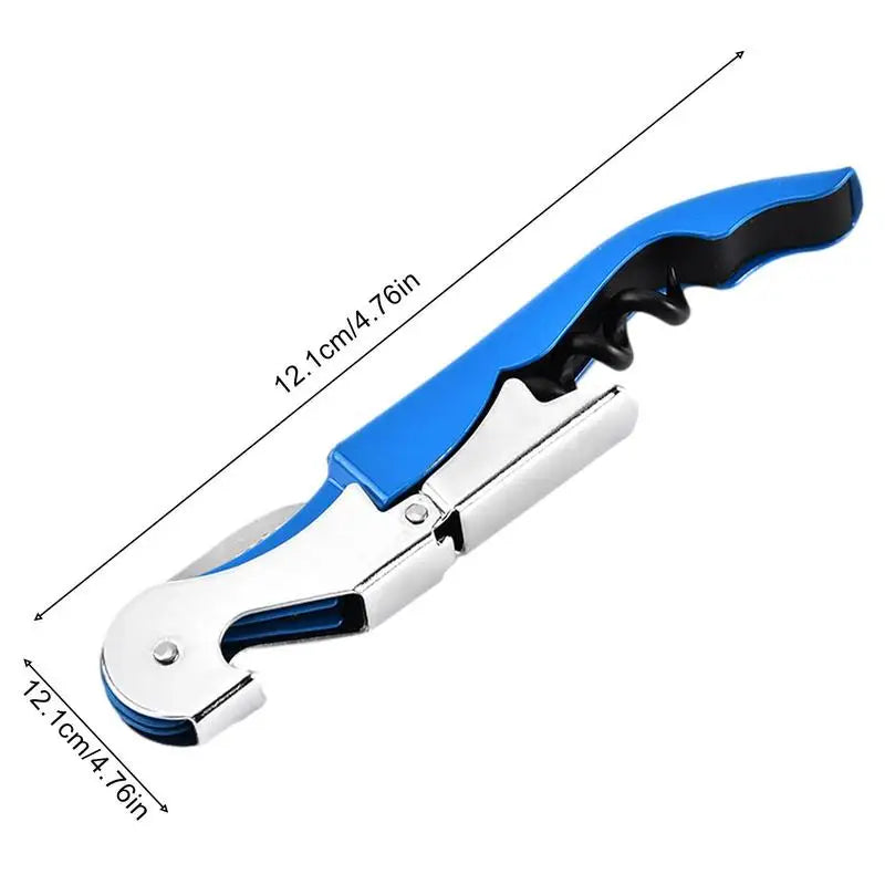Professional Waiters Corkscrew Multi-Use Opener Double Hinge Key Bottle Opener Foil Cutter