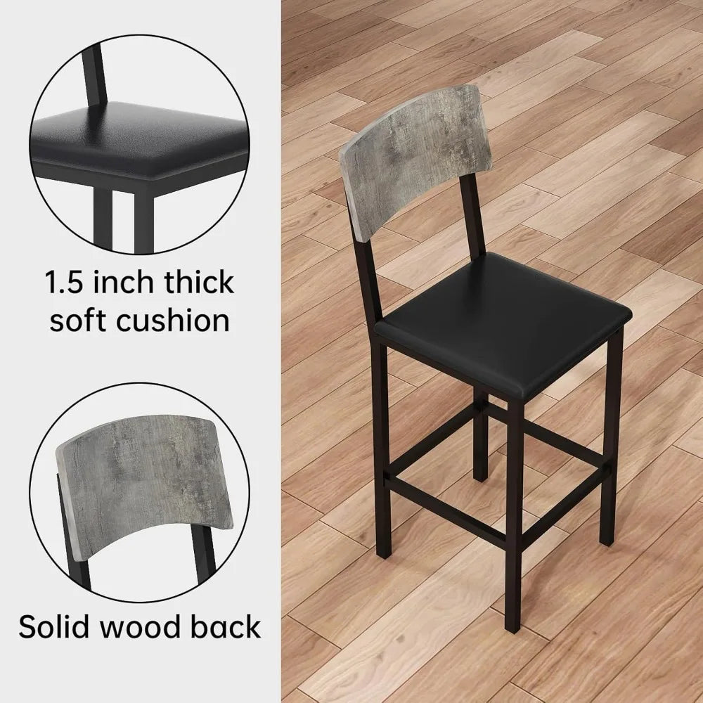 5-Piece Dining Table Set for 4, Counter Height Table & Bar Stools, Modern