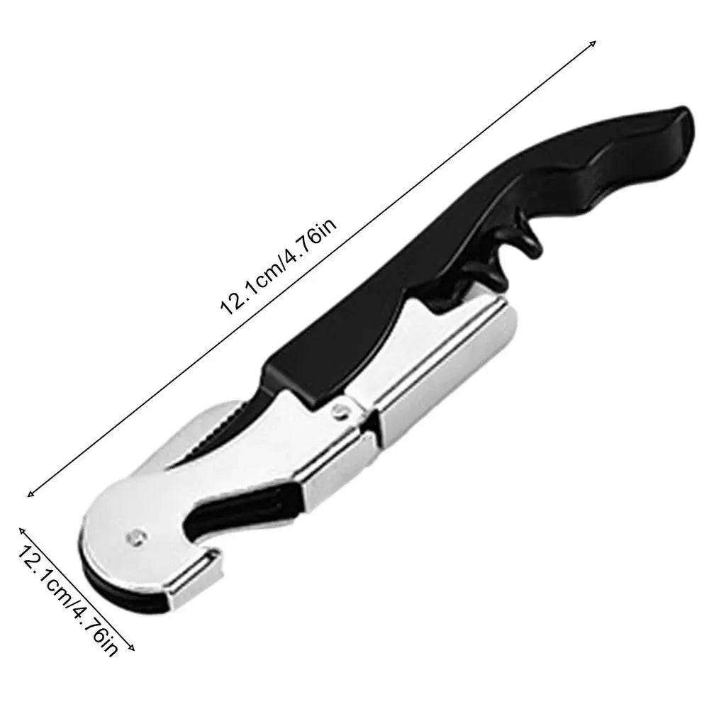 Professional Waiters Corkscrew Multi-Use Opener Double Hinge Key Bottle Opener Foil Cutter