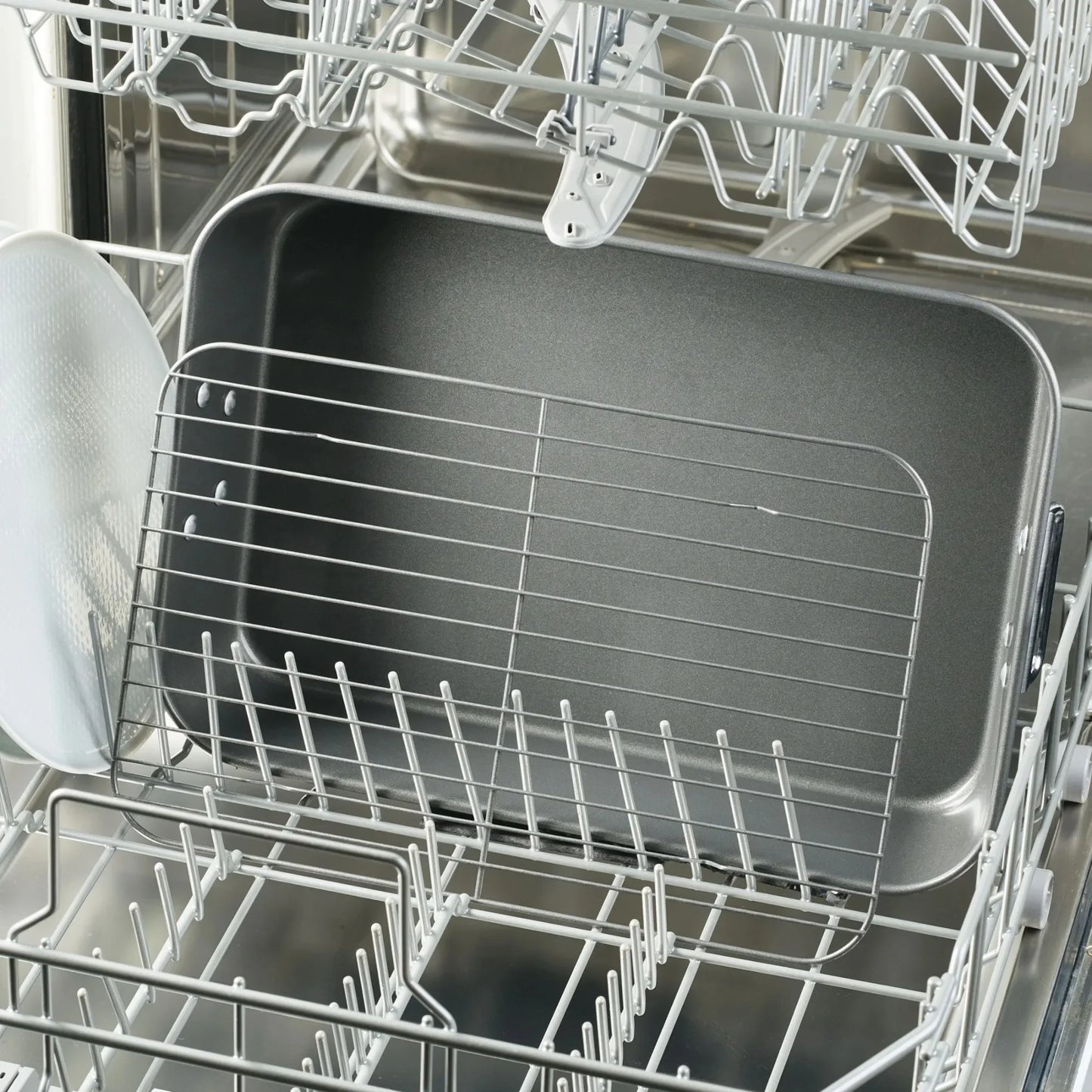 Bakeware 10.5 inch x 15 inch Nonstick Steel Roaster with rack, Gray cake pan bakeware