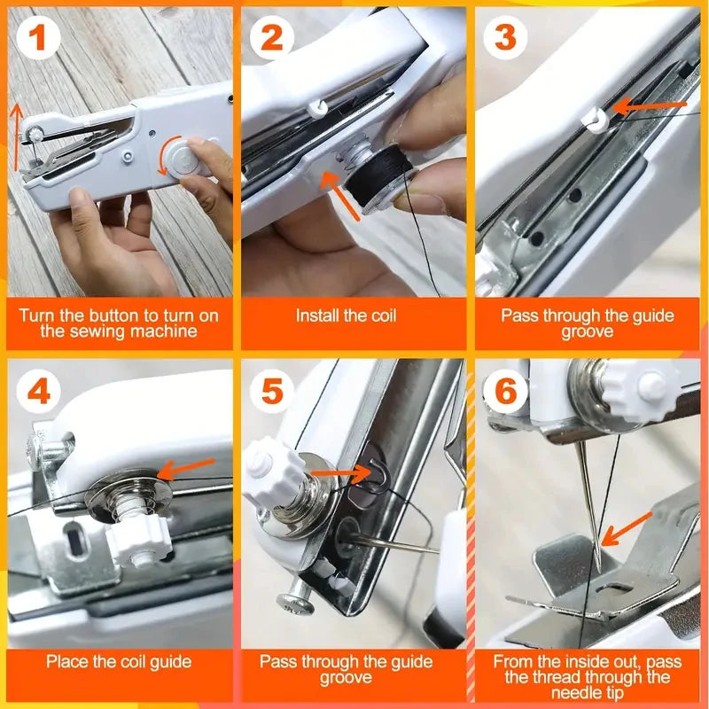 1pc Portable Handheld Sewing Machine. Adjustable Speed, USB Powered, Clothing & Curtain Repairs