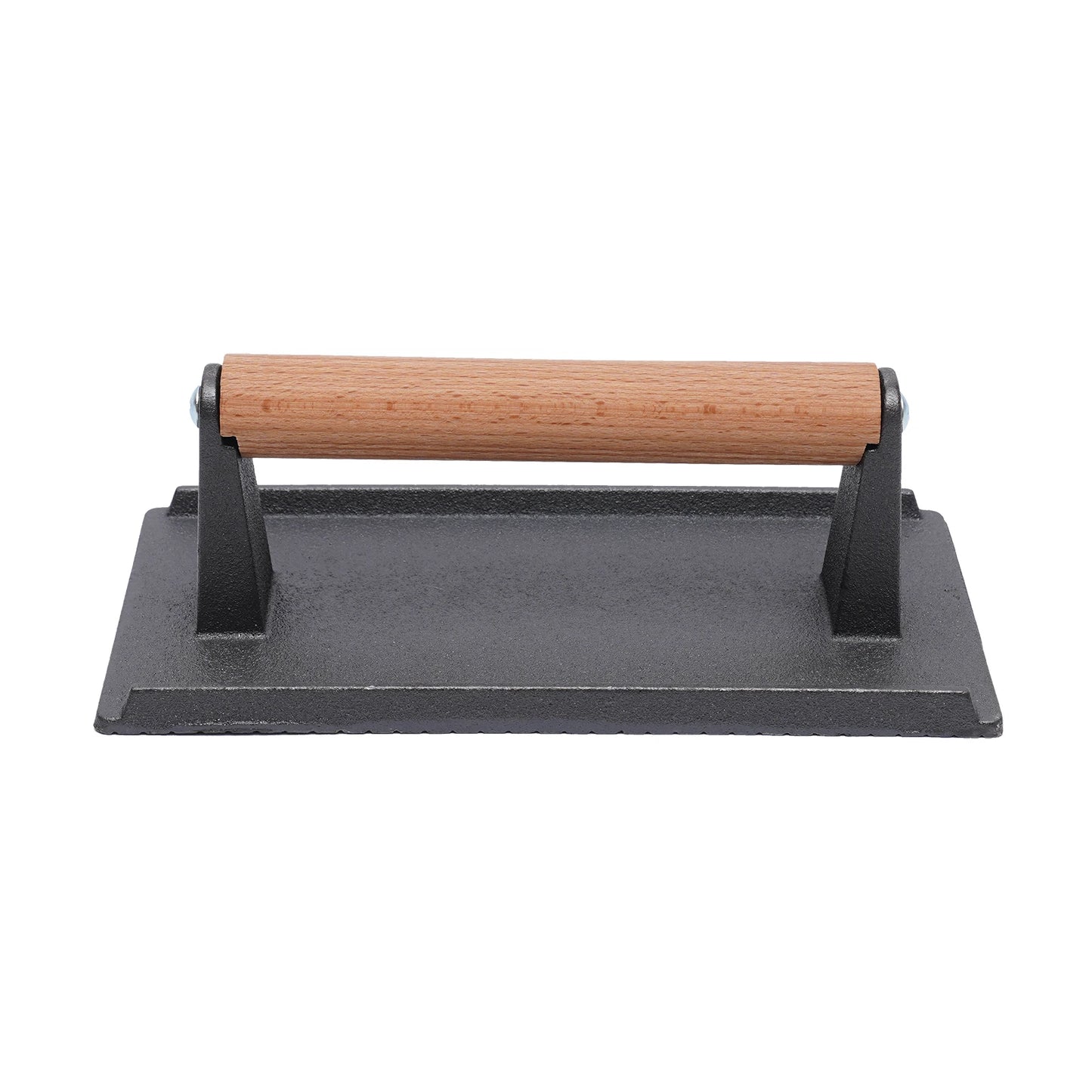 Kitchen Heavy Cast Flat Iron Steak/Bacon Press with Wooden Handle, Grill Press Commercial Grade