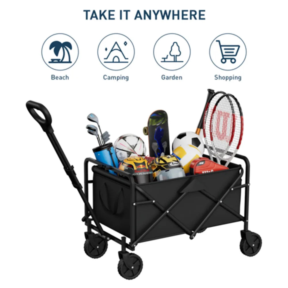 Foldable Garden Wagon Cart Portable Trolley Multi-function for Beach or Shopping