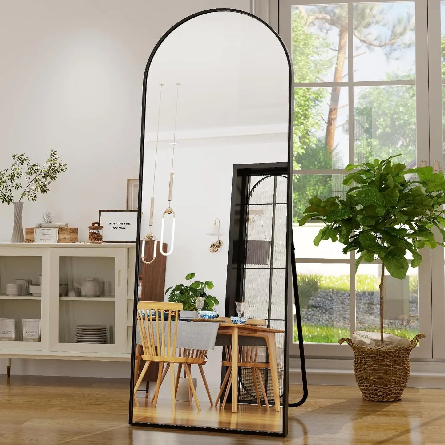 21x64 inch Arched Full Length Mirror-Aluminum Alloy Frame High Definition