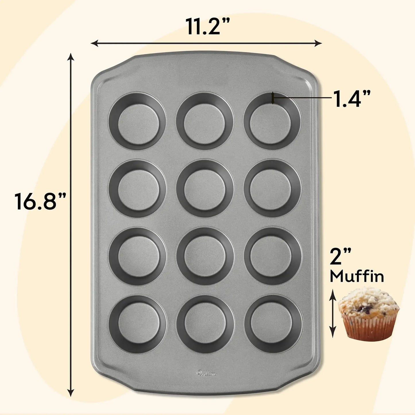 Bake It Better Non-Stick Muffin Pan, Steel, 12-Cup Cupcake Pan