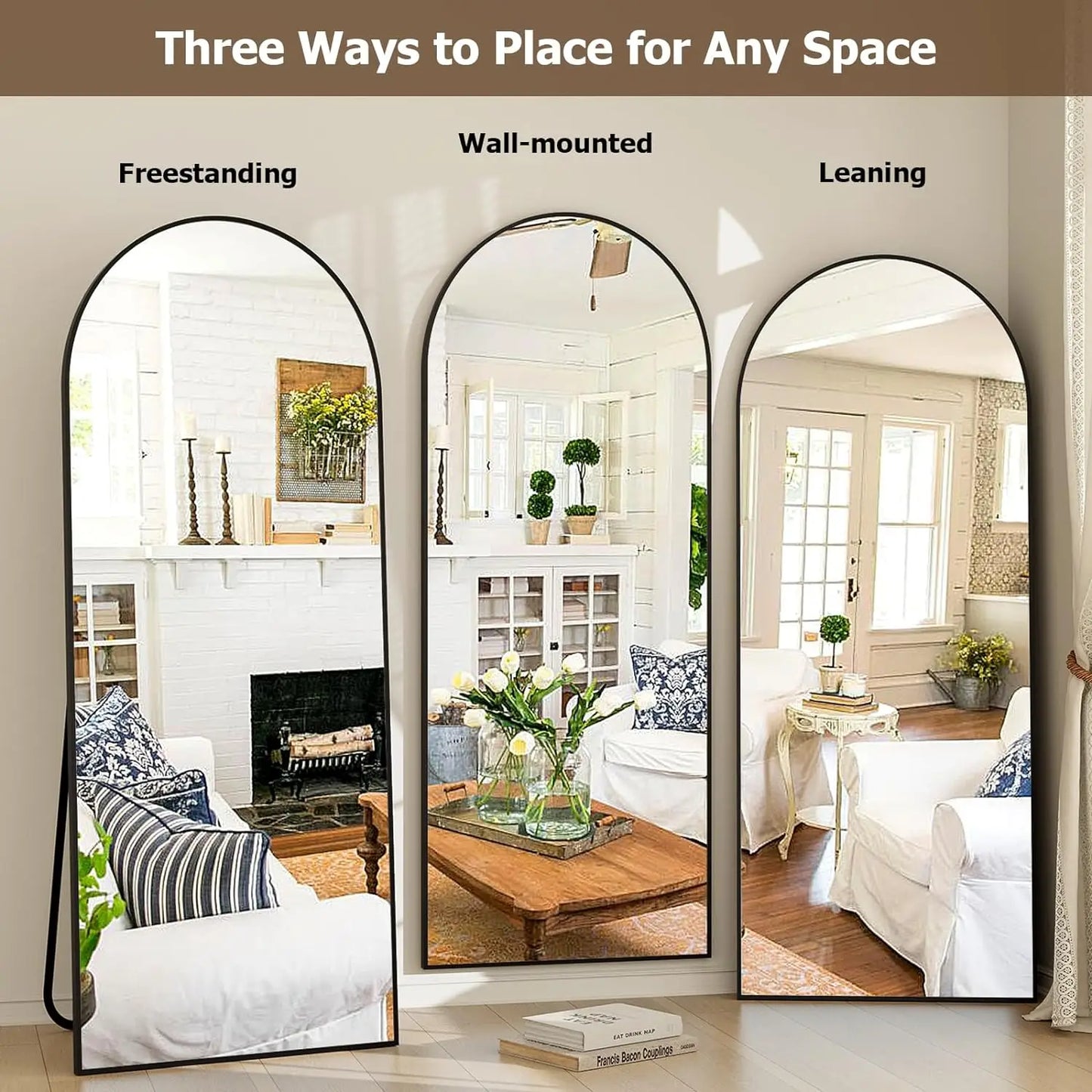 21x64 inch Arched Full Length Mirror-Aluminum Alloy Frame High Definition