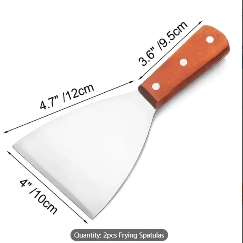 Premium Set of 2 Extra-Large Stainless Steel Spatulas, Grilling, Flipping, Pizza, Ergonomic