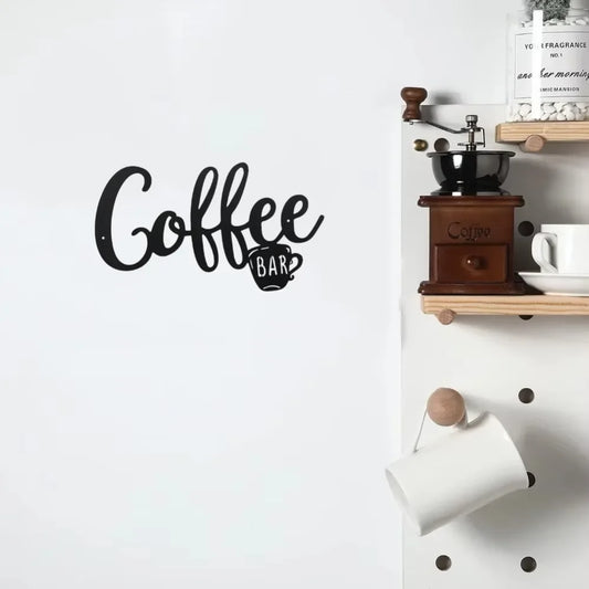 1pc Black Metal Coffee Cup Wall Sign – Stylish Hanging Decor