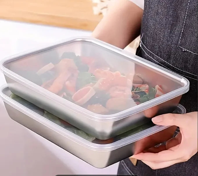 Stainless Steel Baking Tray with Lid 2pcs - Non-Stick, Bpa-Free, Multipurpose Kitchenware