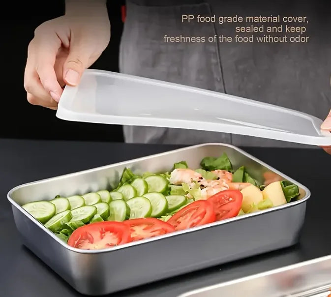 Stainless Steel Baking Tray with Lid 2pcs - Non-Stick, Bpa-Free, Multipurpose Kitchenware