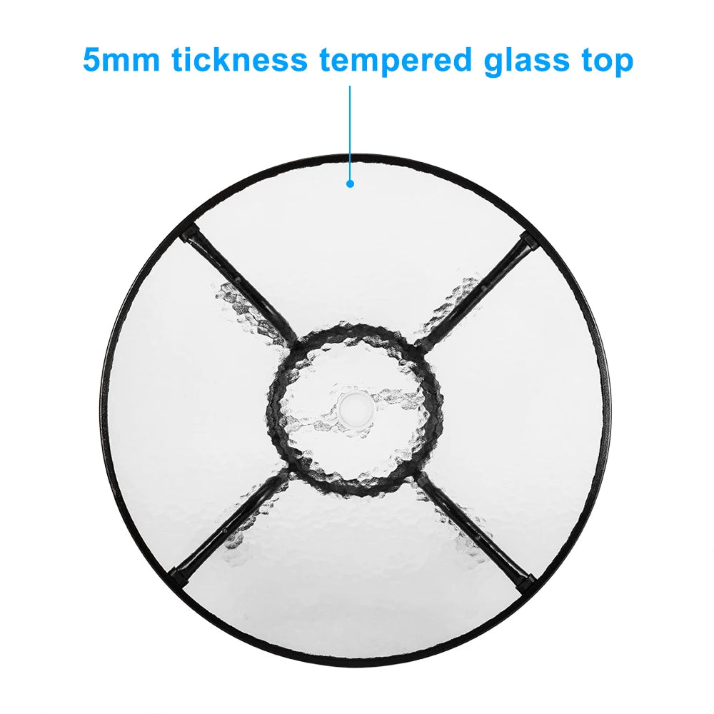 Outdoor Dining Table, 32" Round Patio Bistro Toughened Glass Table Top, Outside Banquet Furniture for Garden(US Only)