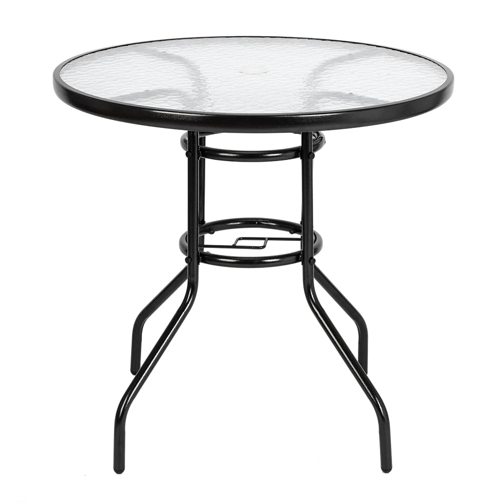 Outdoor Dining Table, 32" Round Patio Bistro Toughened Glass Table Top, Outside Banquet Furniture for Garden(US Only)
