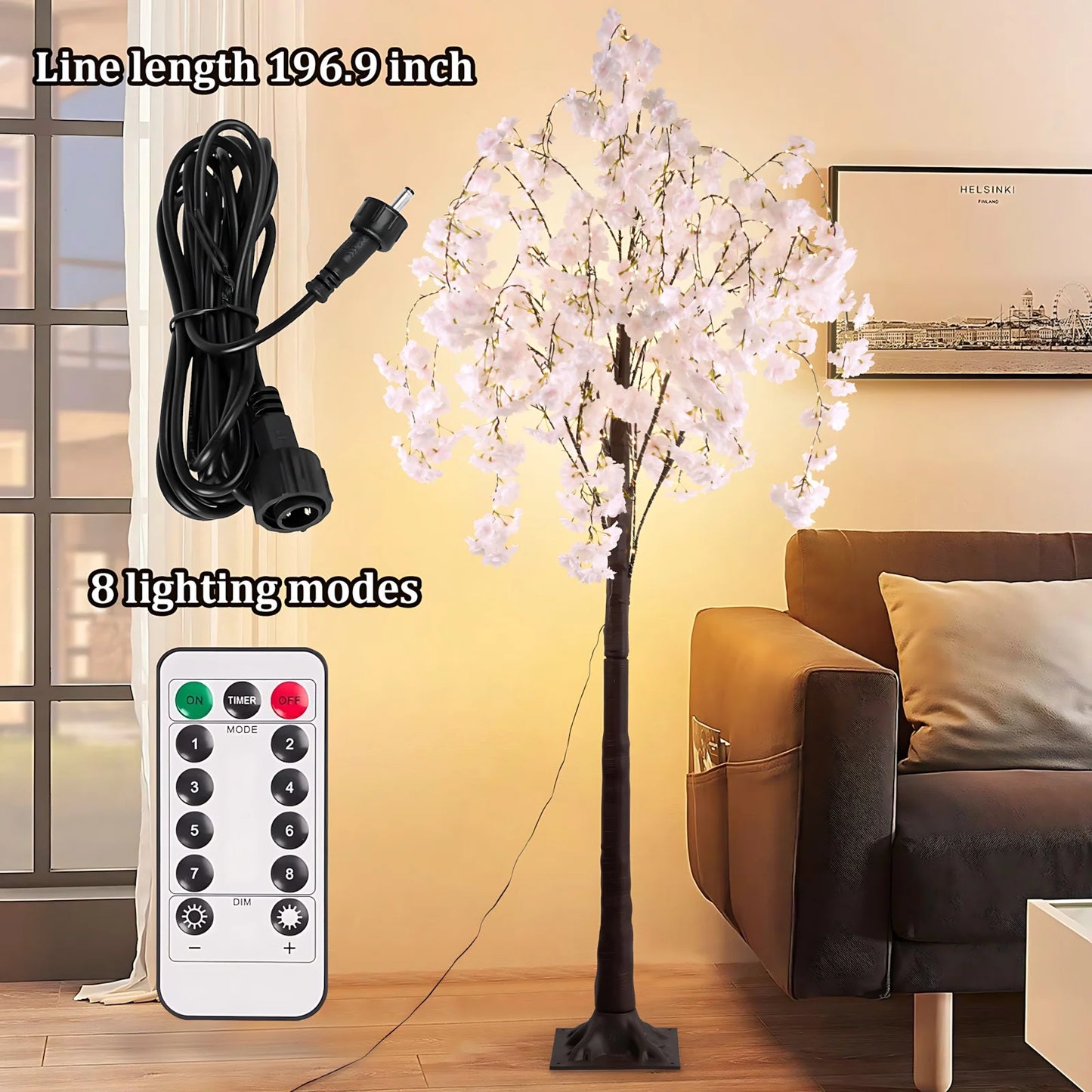Cherry Blossom Tree Light, 6ft, 450 LED Lights