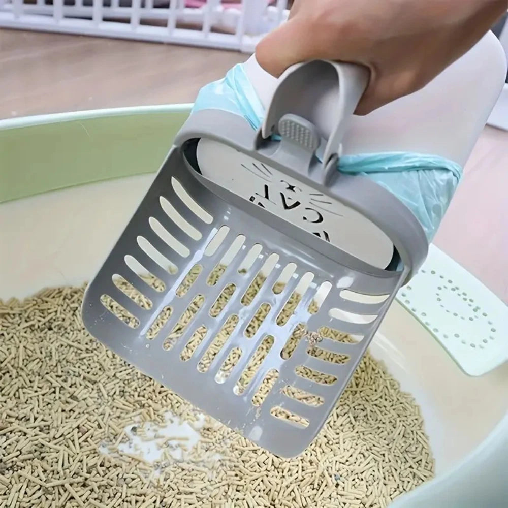 Portable Cat Scoop Kit with Waste Bags, Durable Removable Scooper, Reusable & Travel-Friendly