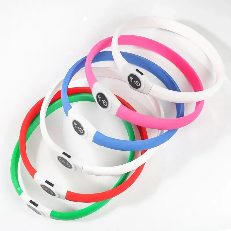 Led Luminous Dog Collar PVC Waterproof , Usb Light Night Safety Pet