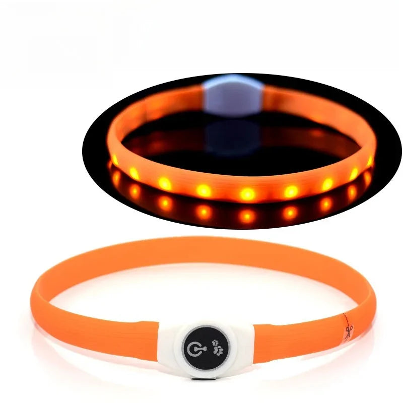 Led Luminous Dog Collar PVC Waterproof , Usb Light Night Safety Pet
