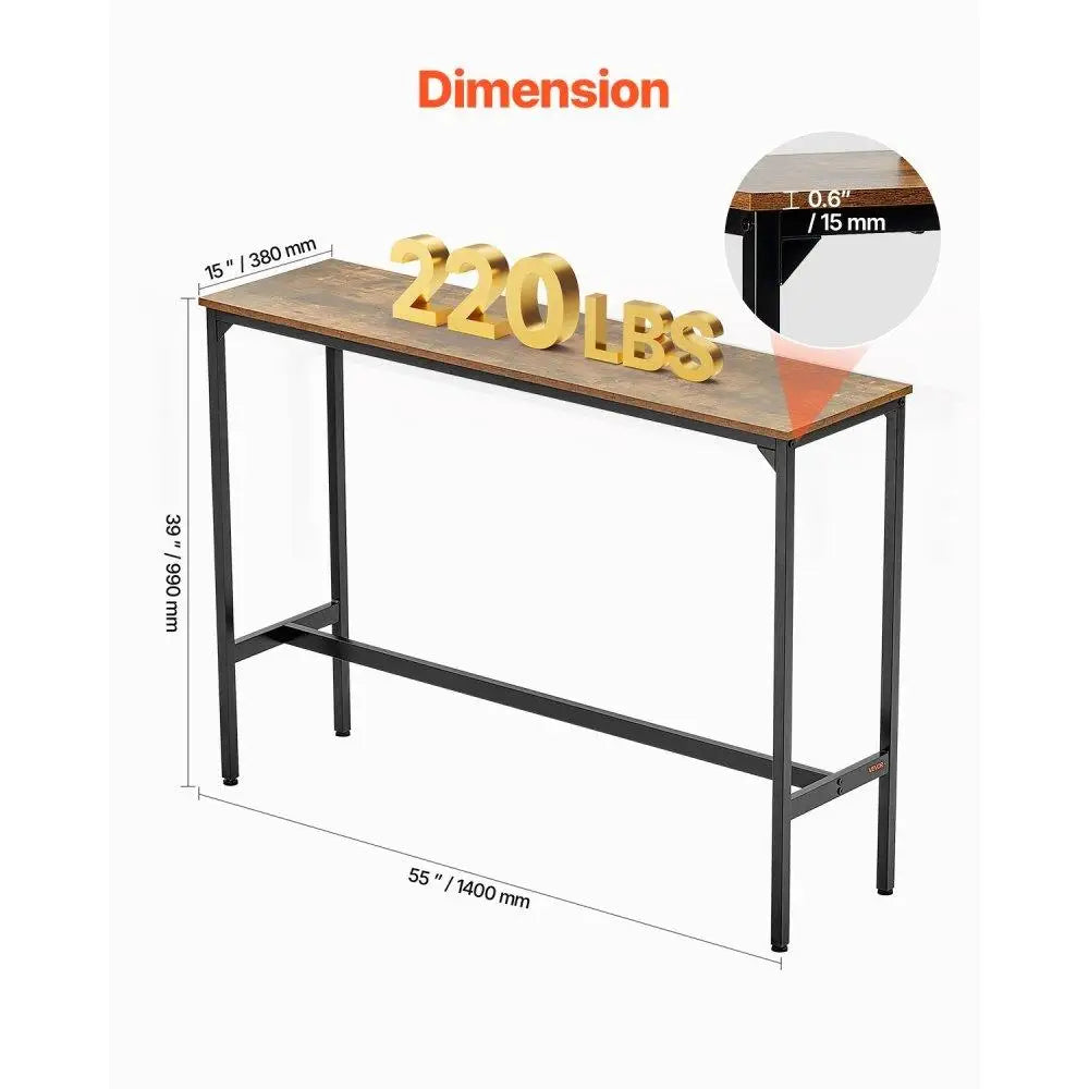 55x15x39in Bar Height Pub Table Cocktail Coffee Counter Kitchen Dining Furniture