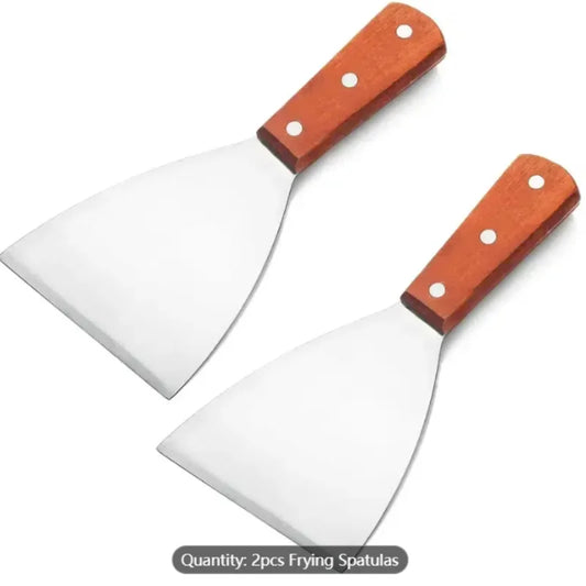 Premium Set of 2 Extra-Large Stainless Steel Spatulas, Grilling, Flipping, Pizza, Ergonomic