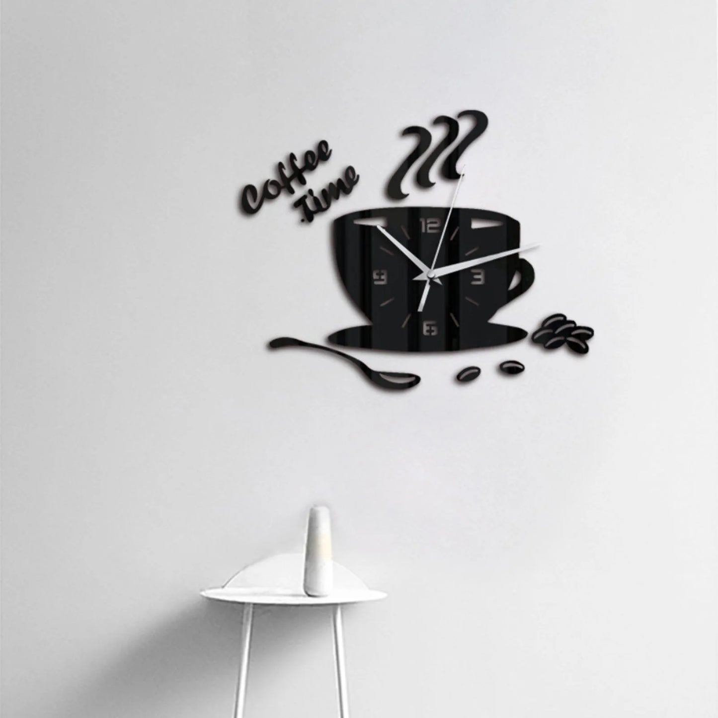 3D Mirror Coffee Cup Shaped Wall Clocks Modern Design, DIY