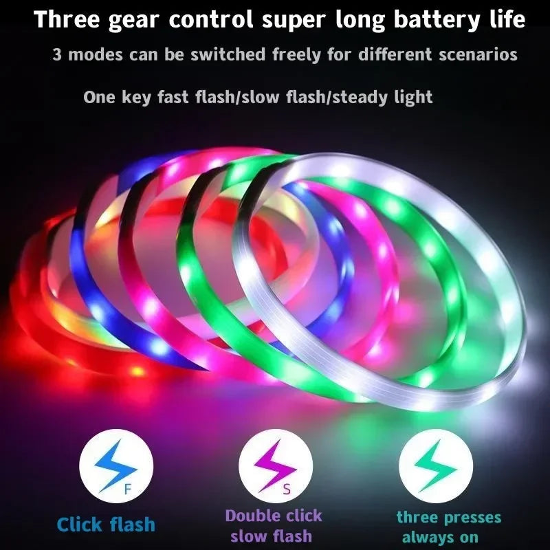 Led Luminous Dog Collar PVC Waterproof , Usb Light Night Safety Pet