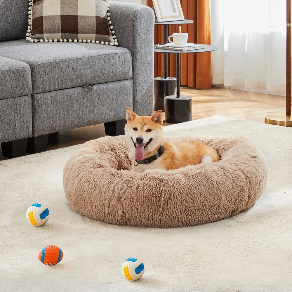 Machine Washable Calming Donut Anti-Slip Round Waterproof Pet Bed Home Travel