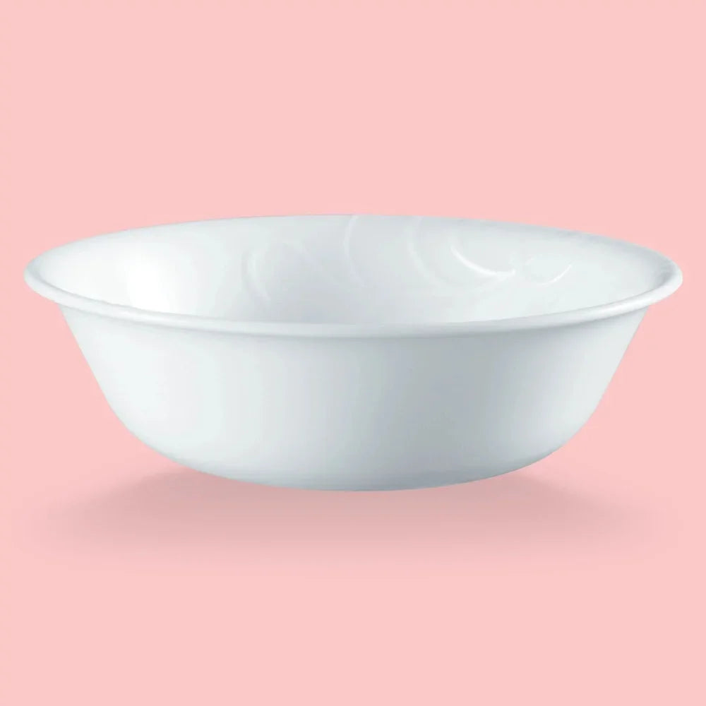 Embossed White Soup Cereal Bowls Lightweight Microwave Dishwasher Safe Strong Chip Crack Resistant