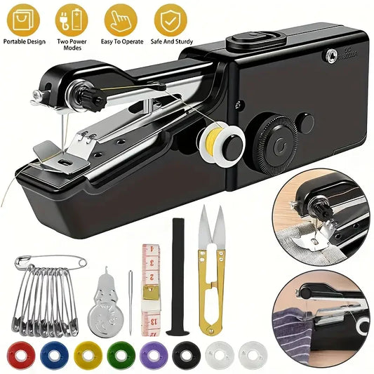 1pc Portable Handheld Sewing Machine. Adjustable Speed, USB Powered, Clothing & Curtain Repairs
