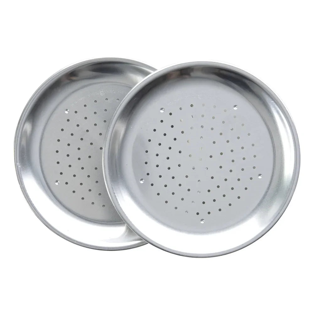 Natural Aluminum 2 Pack Air Crisper Pizza Pans 9" x 9