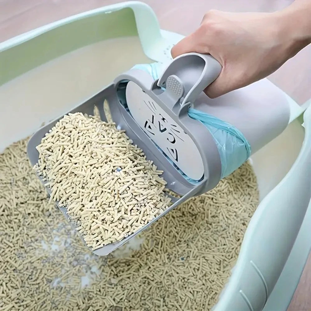 Portable Cat Scoop Kit with Waste Bags, Durable Removable Scooper, Reusable & Travel-Friendly