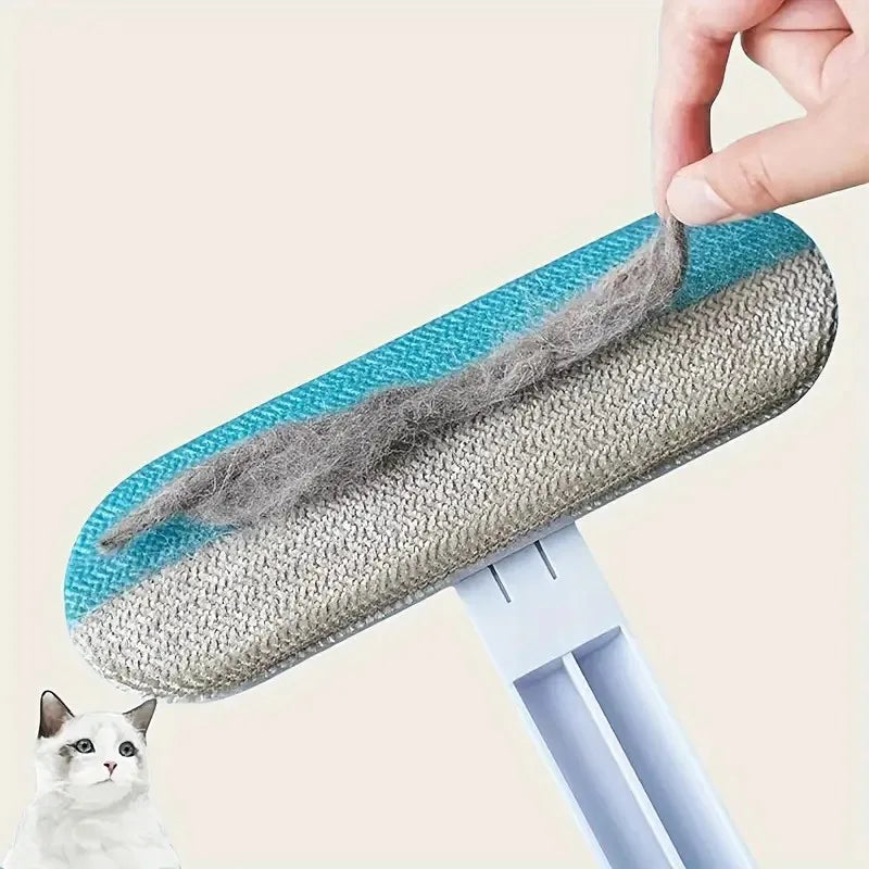 Nylon Pet Hair Brush, Long-Handle Grooming Tool, Shedding & Fur Cleaner