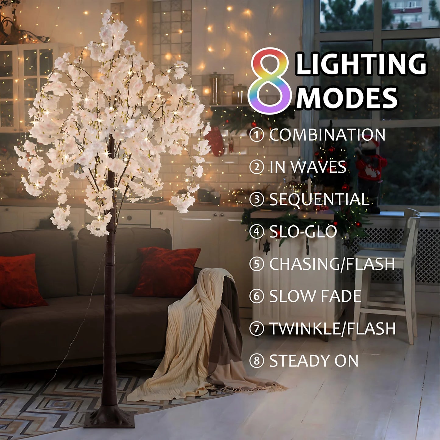 Cherry Blossom Tree Light, 6ft, 450 LED Lights