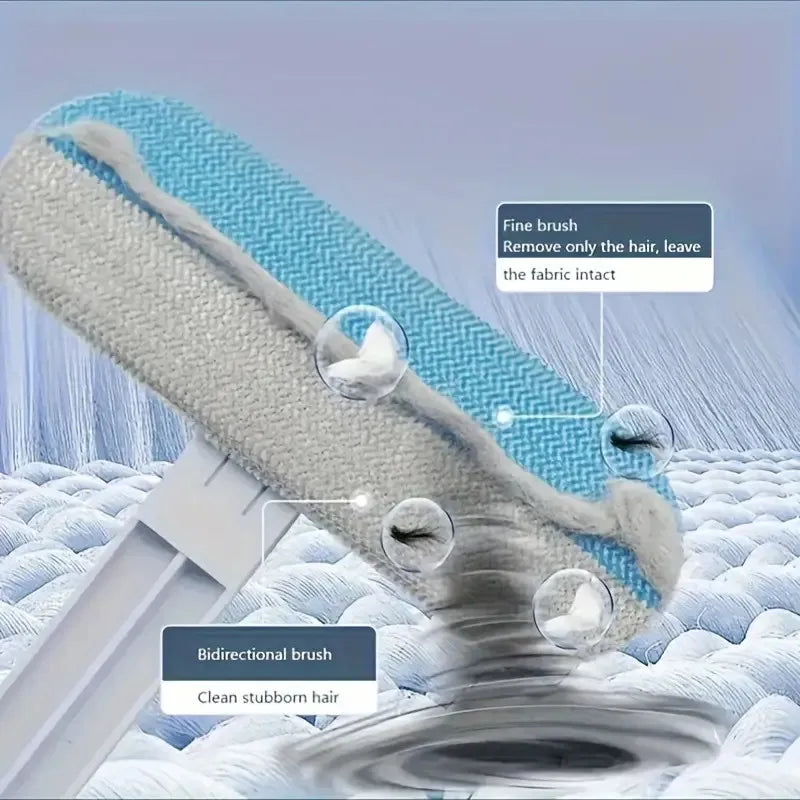 Nylon Pet Hair Brush, Long-Handle Grooming Tool, Shedding & Fur Cleaner