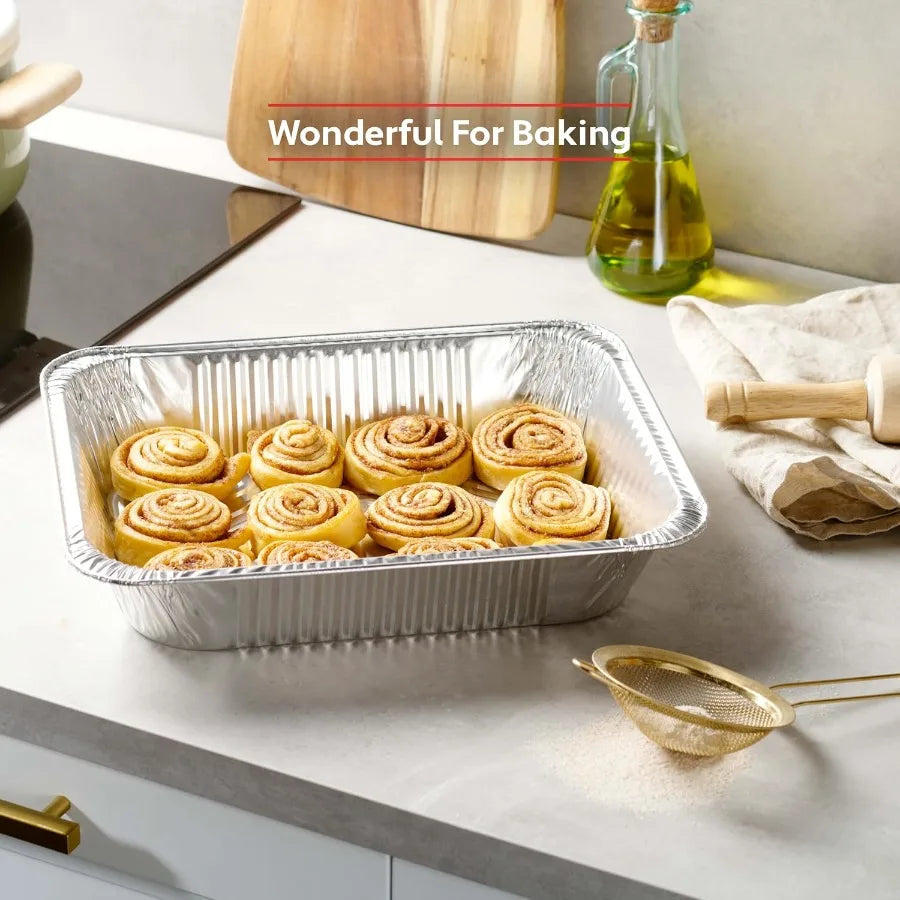 30 Pack Aluminum Pans Disposable 9x13 Baking Chafing Deep Half Size Steam Table Extra Heavy Duty
