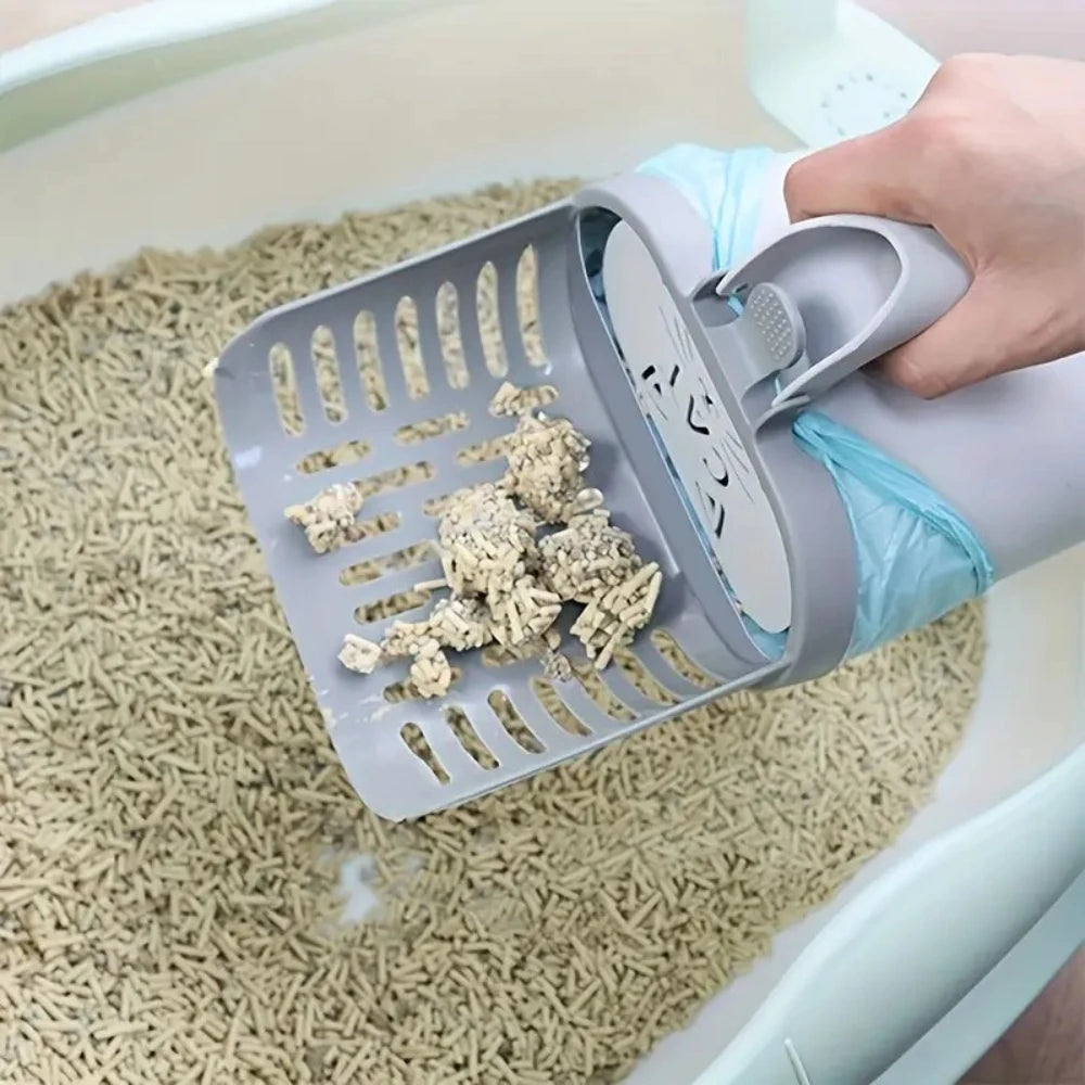 Portable Cat Scoop Kit with Waste Bags, Durable Removable Scooper, Reusable & Travel-Friendly