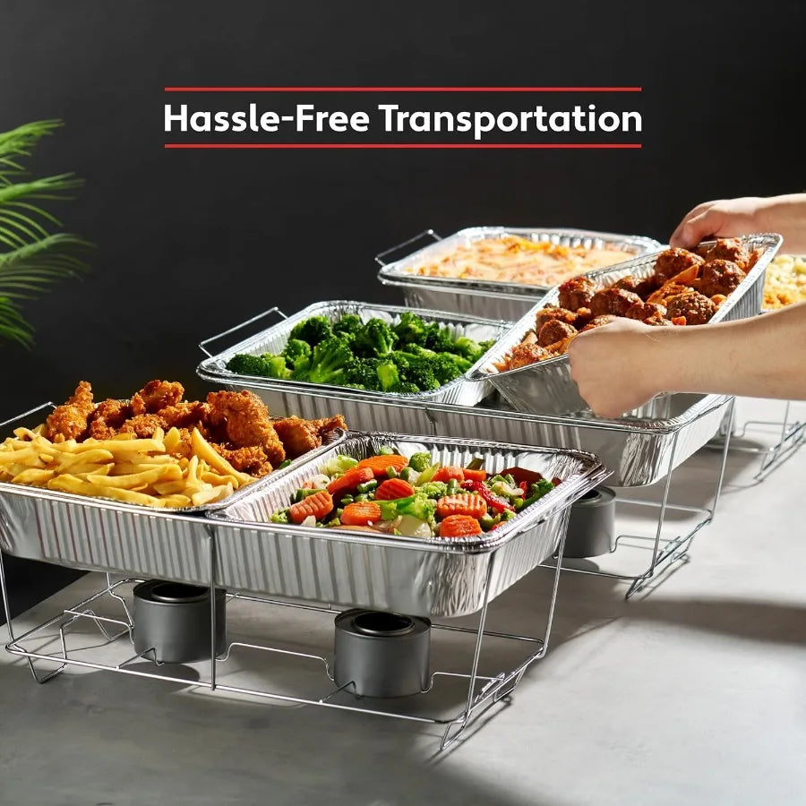 30 Pack Aluminum Pans Disposable 9x13 Baking Chafing Deep Half Size Steam Table Extra Heavy Duty