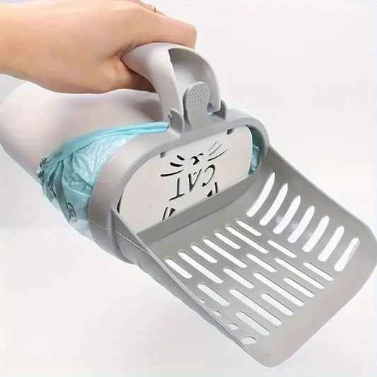 Portable Cat Scoop Kit with Waste Bags, Durable Removable Scooper, Reusable & Travel-Friendly