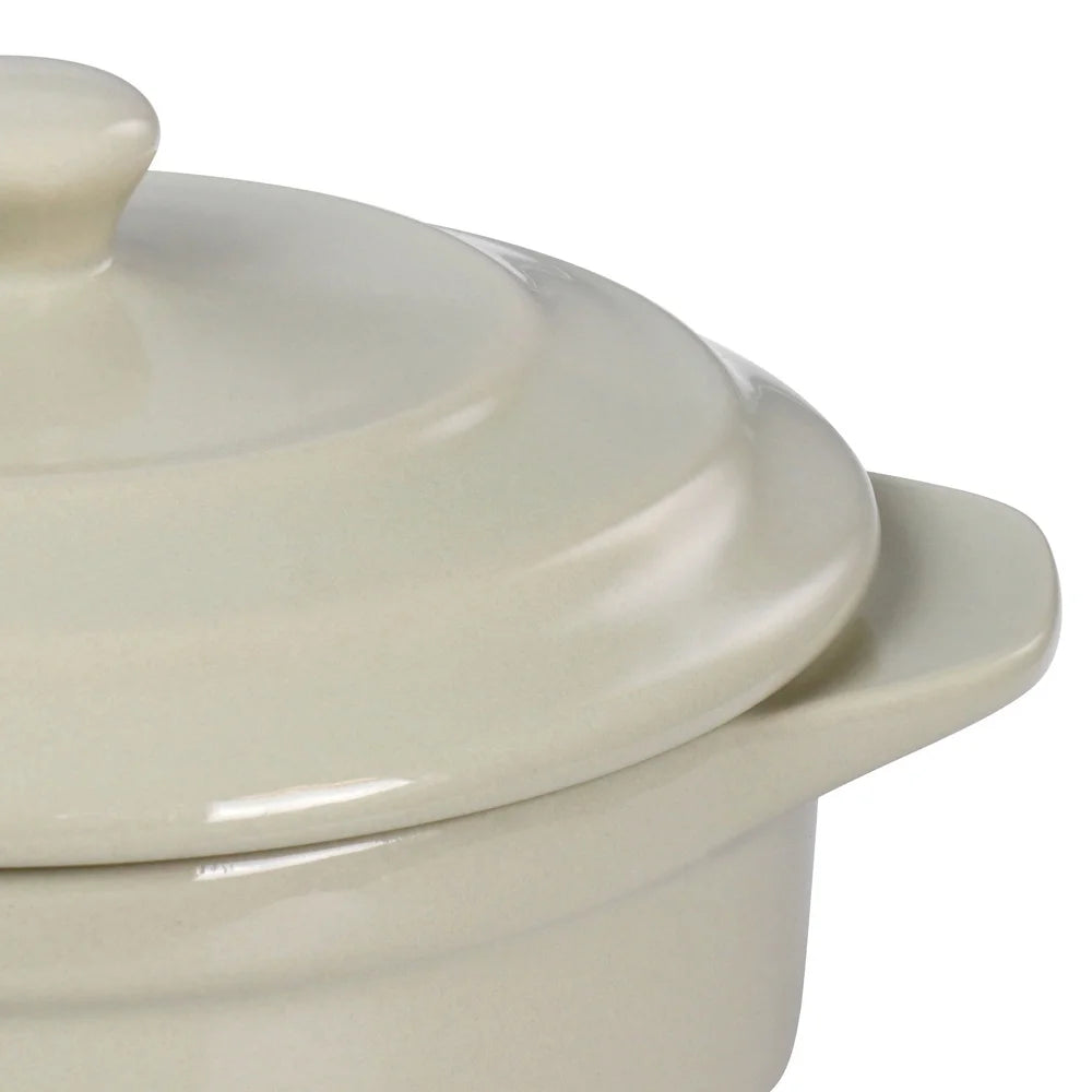 Stoneware Mini Casserole Dish with Lid Oven Microwave Dishwasher Safe Round Utility Single Serve