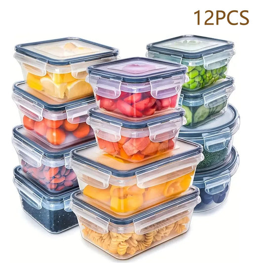 12pcs-set Food Airtight containers, Lunch Boxes Set, Microwave safe, BPA free, Plastic Container